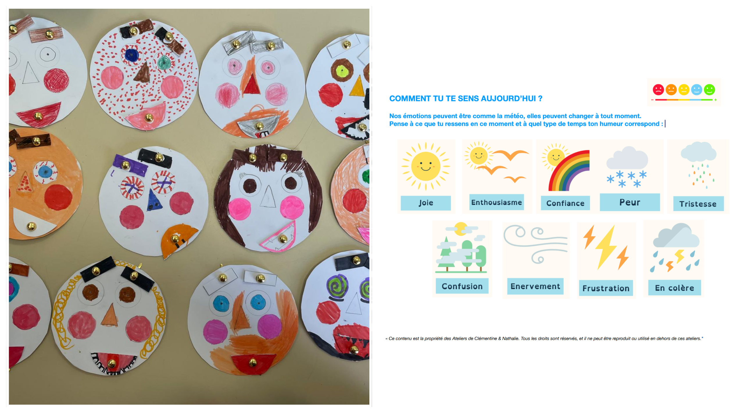 météo des émotions, visages d’émotions Atelier sur les émotions à Eurécole